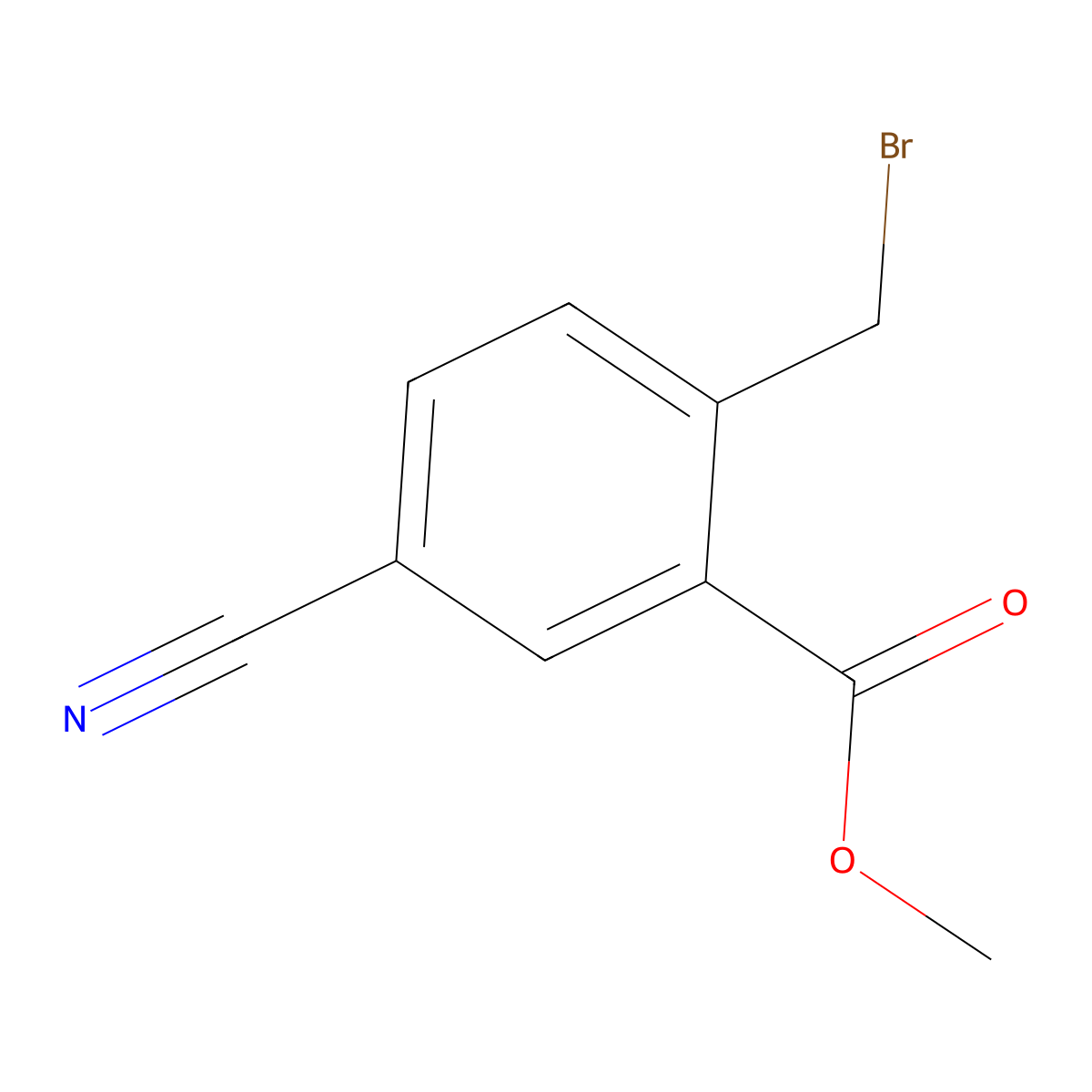 Methyl 2-(bromomethyl)-5-cyanobenzoate molecular structure, CAS 421551-82-8