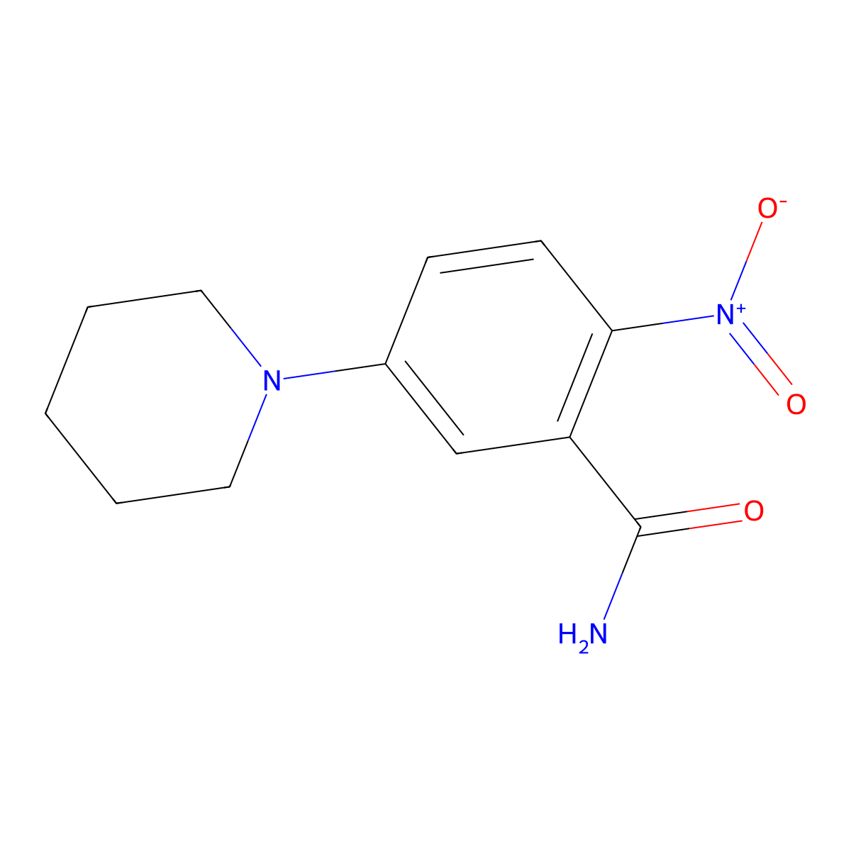 2-Nitro-5-(piperidin-1-yl)benzamide molecular structure, CAS 421558-77-2