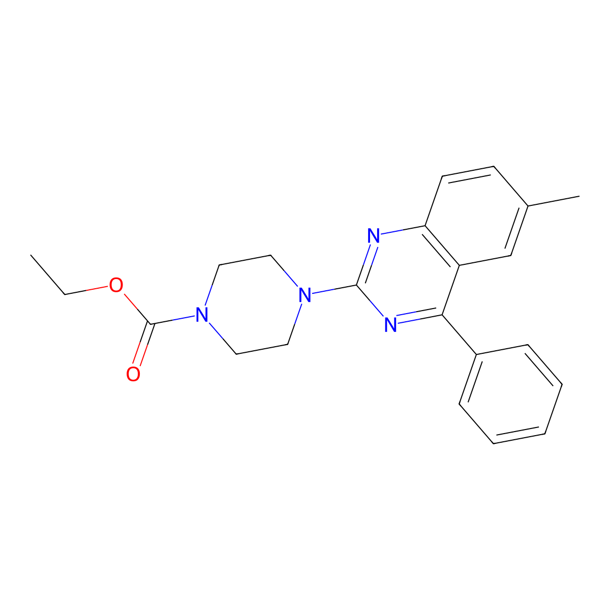 Ethyl 4-(6-methyl-4-phenylquinazolin-2-yl)piperazine-1-carboxylate molecular structure, CAS 421565-99-3
