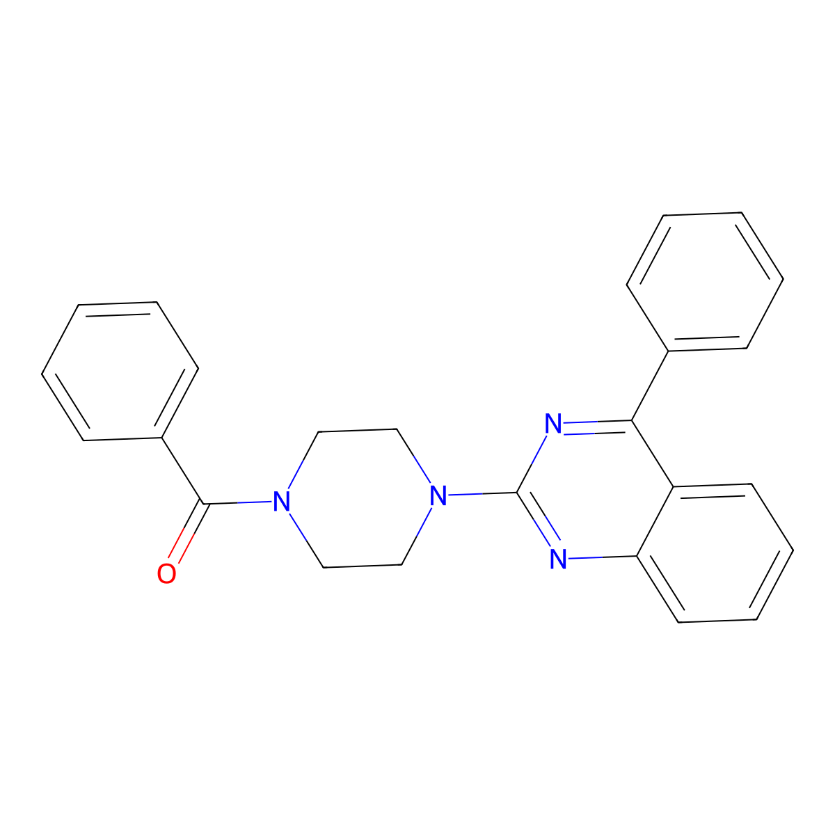 Phenyl-[4-(4-phenylquinazolin-2-yl)piperazin-1-yl]methanone molecular structure, CAS 421566-05-4