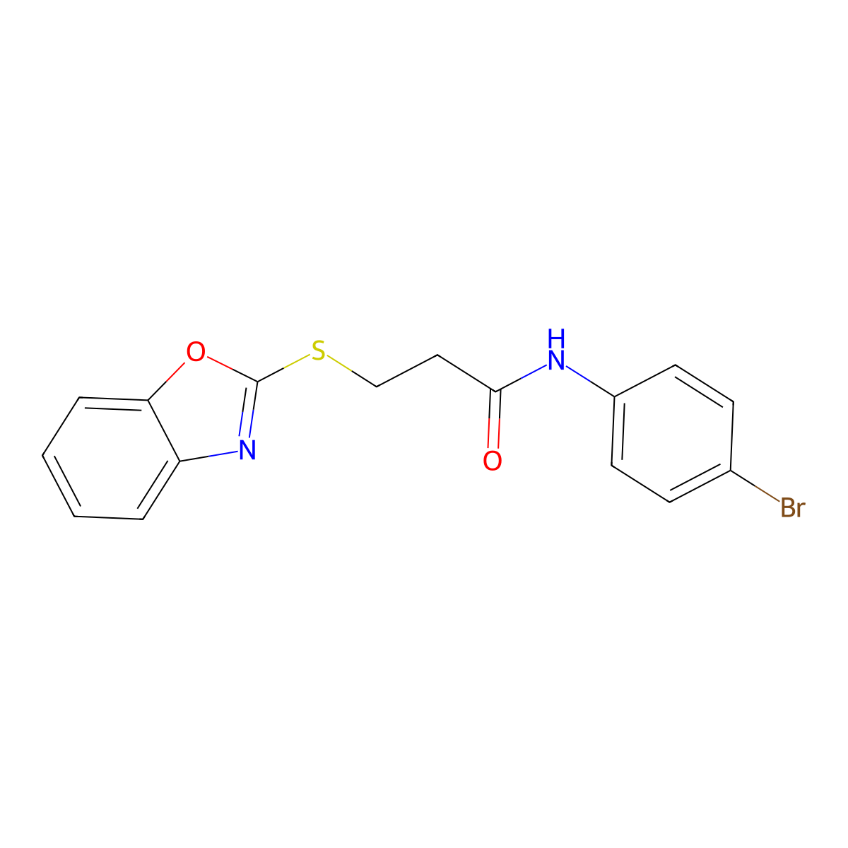 3-(1,3-benzoxazol-2-ylsulfanyl)-N-(4-bromophenyl)propanamide molecular structure, CAS 421566-14-5