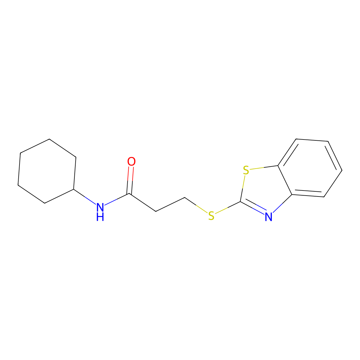 3-(1,3-benzothiazol-2-ylsulfanyl)-N-cyclohexylpropanamide molecular structure, CAS 421566-18-9