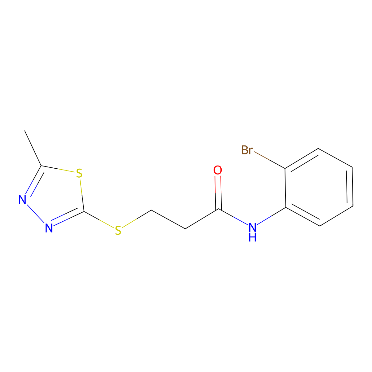 N-(2-bromophenyl)-3-[(5-methyl-1,3,4-thiadiazol-2-yl)sulfanyl]propanamide molecular structure, CAS 421566-23-6