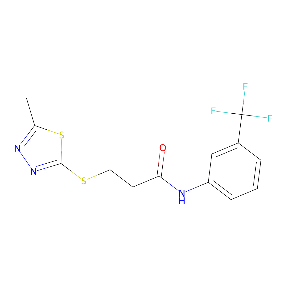3-[(5-methyl-1,3,4-thiadiazol-2-yl)sulfanyl]-N-[3-(trifluoromethyl)phenyl]propanamide molecular structure, CAS 421566-25-8