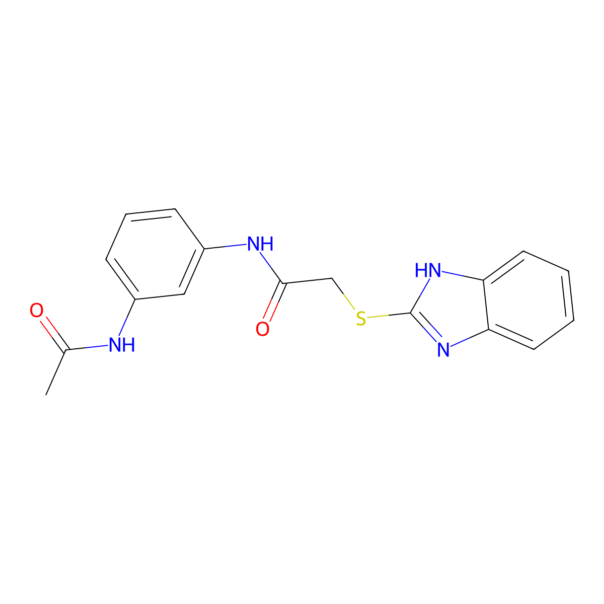 N-(3-acetamidophenyl)-2-(1H-benzimidazol-2-ylsulfanyl)acetamide molecular structure, CAS 421566-28-1