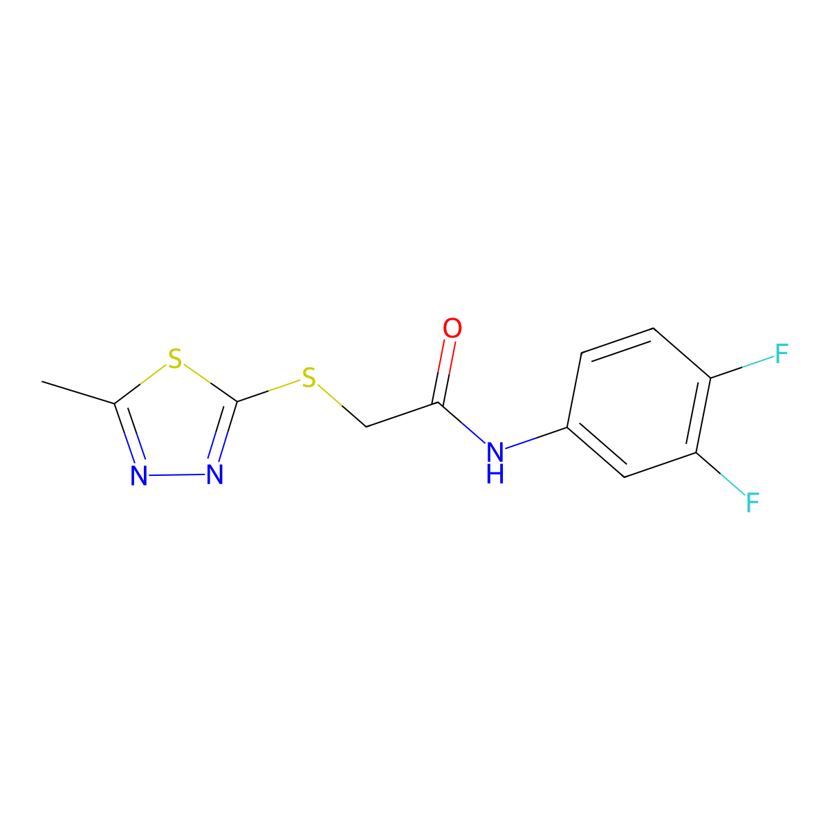 N-(3,4-difluorophenyl)-2-[(5-methyl-1,3,4-thiadiazol-2-yl)sulfanyl]acetamide molecular structure, CAS 421566-31-6