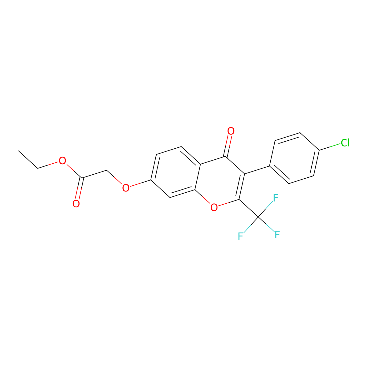 ethyl 2-{[3-(4-chlorophenyl)-4-oxo-2-(trifluoromethyl)-4H-chromen-7-yl]oxy}acetate molecular structure, CAS 421566-69-0