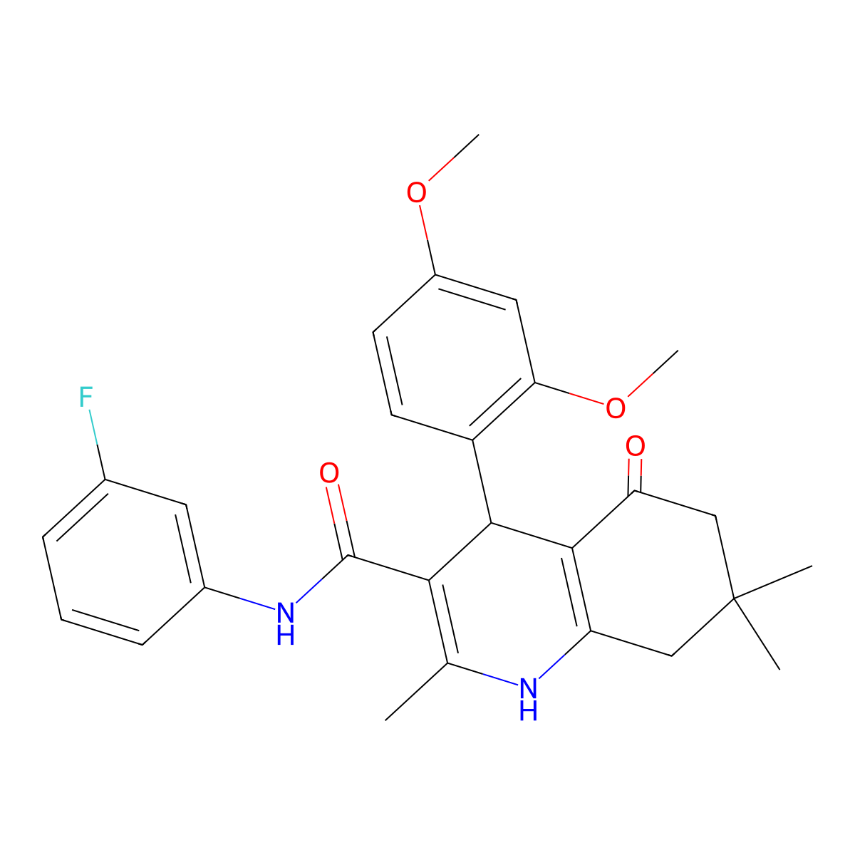 4-(2,4-Dimethoxyphenyl)-N-(3-fluorophenyl)-2,7,7-trimethyl-5-oxo-1,4,5,6,7,8-hexahydro-3-quinolinecarboxamide molecular structure, CAS 421566-92-9