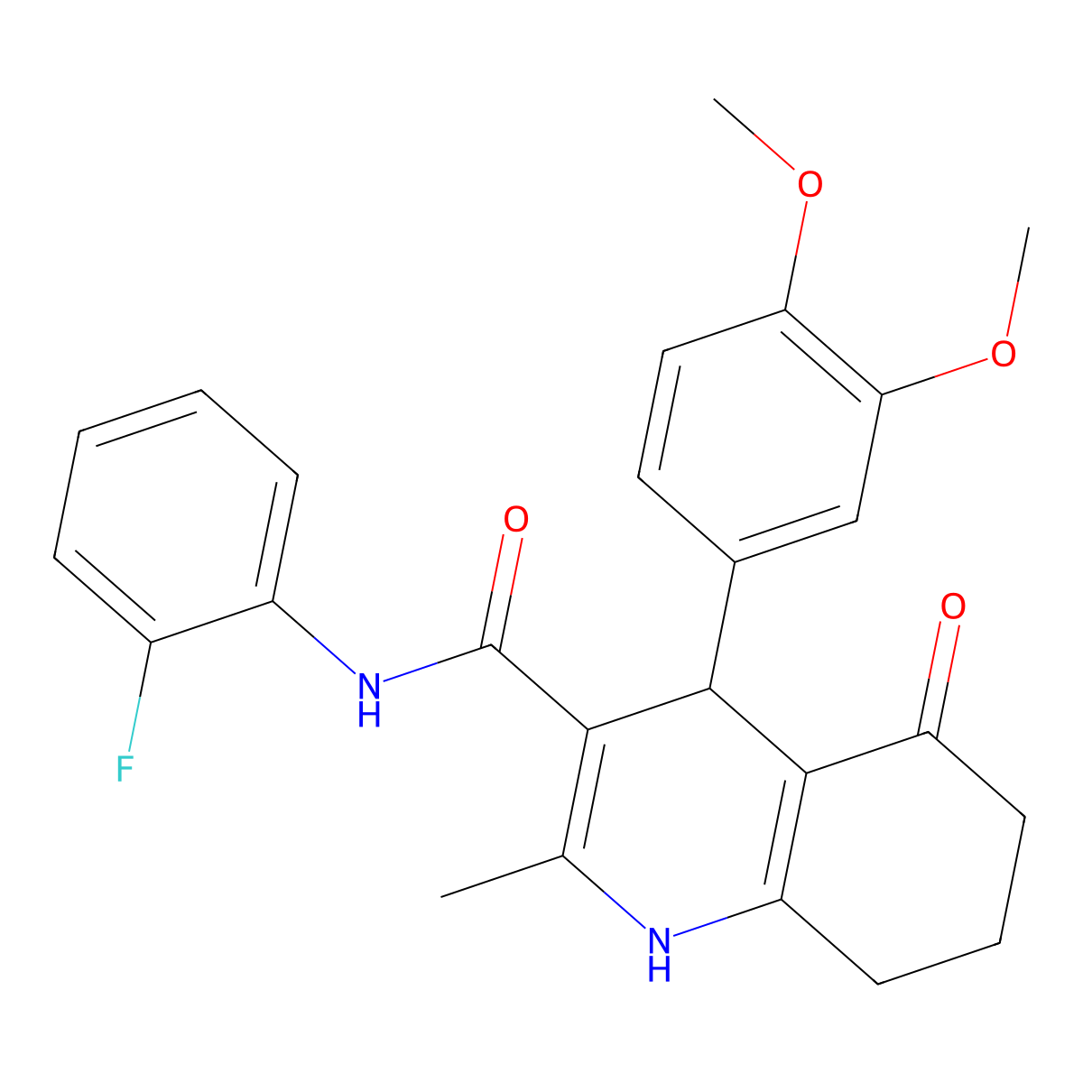 4-(3,4-dimethoxyphenyl)-N-(2-fluorophenyl)-2-methyl-5-oxo-4,6,7,8-tetrahydro-1H-quinoline-3-carboxamide molecular structure, CAS 421566-95-2