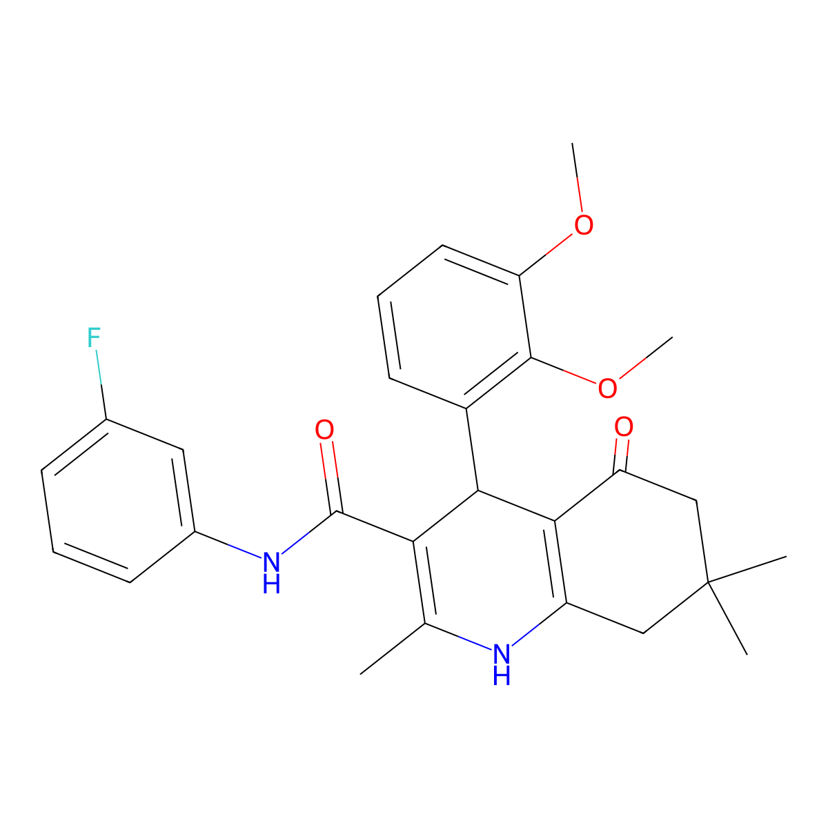 4-(2,3-Dimethoxyphenyl)-N-(3-fluorophenyl)-2,7,7-trimethyl-5-oxo-1,4,5,6,7,8-hexahydro-3-quinolinecarboxamide molecular structure, CAS 421566-99-6