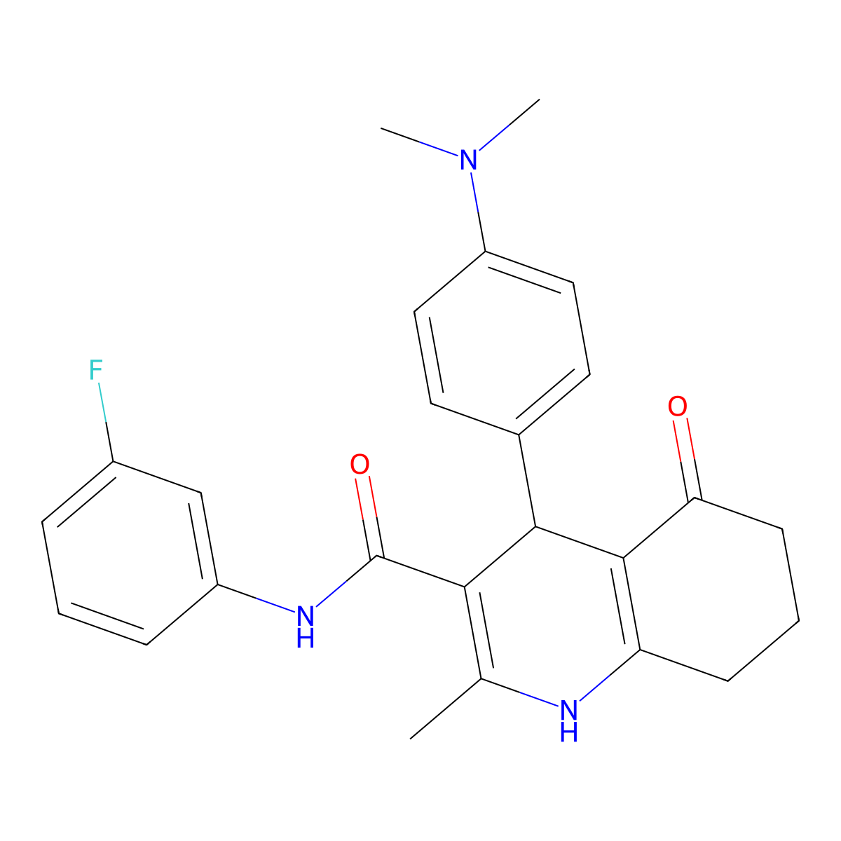 4-(4-(Dimethylamino)phenyl)-N-(3-fluorophenyl)-2-methyl-5-oxo-1,4,5,6,7,8-hexahydro-3-quinolinecarboxamide molecular structure, CAS 421567-27-3