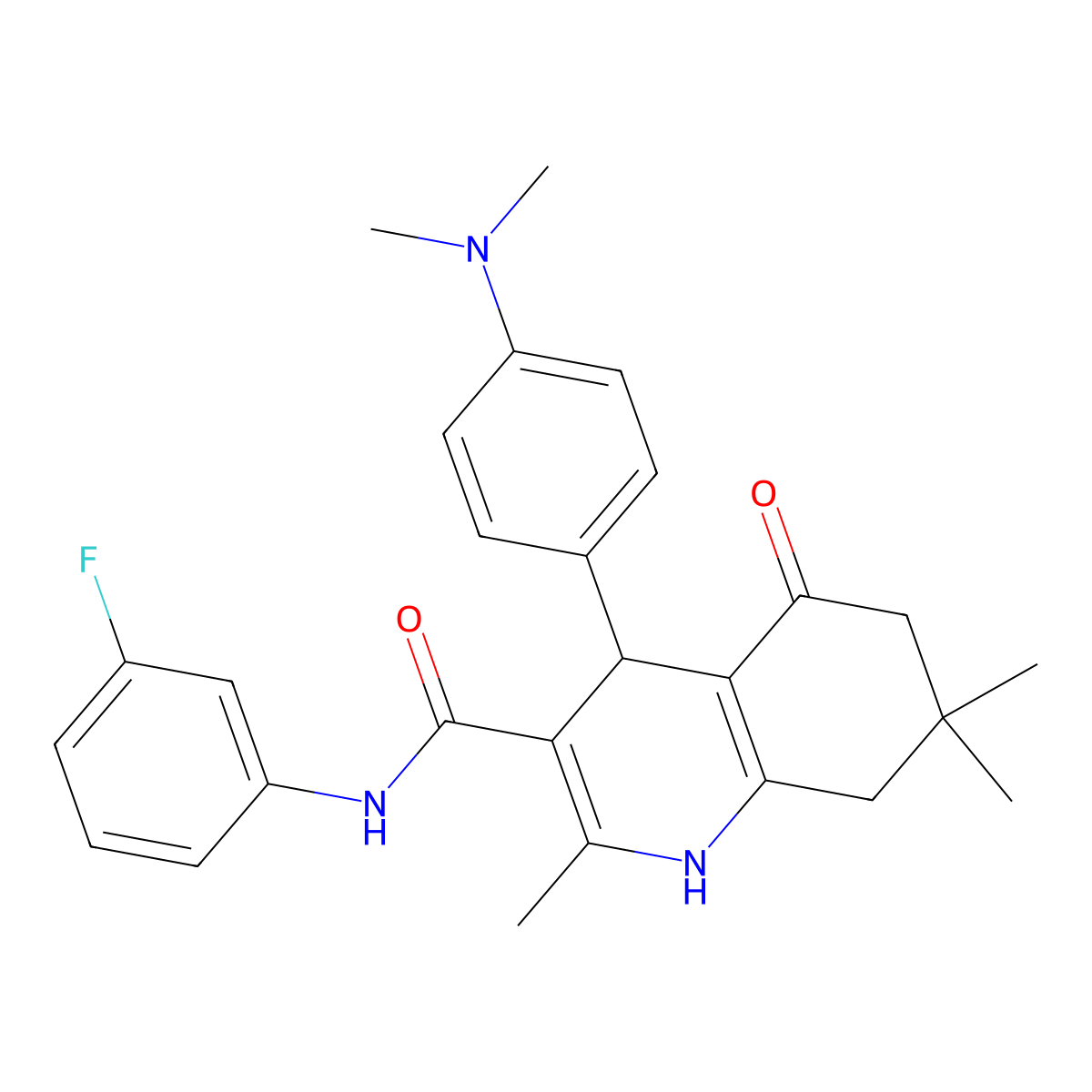 4-[4-(Dimethylamino)phenyl]-N-(3-fluorophenyl)-2,7,7-trimethyl-5-oxo-1,4,5,6,7,8-hexahydro-3-quinolinecarboxamide molecular structure, CAS 421567-29-5