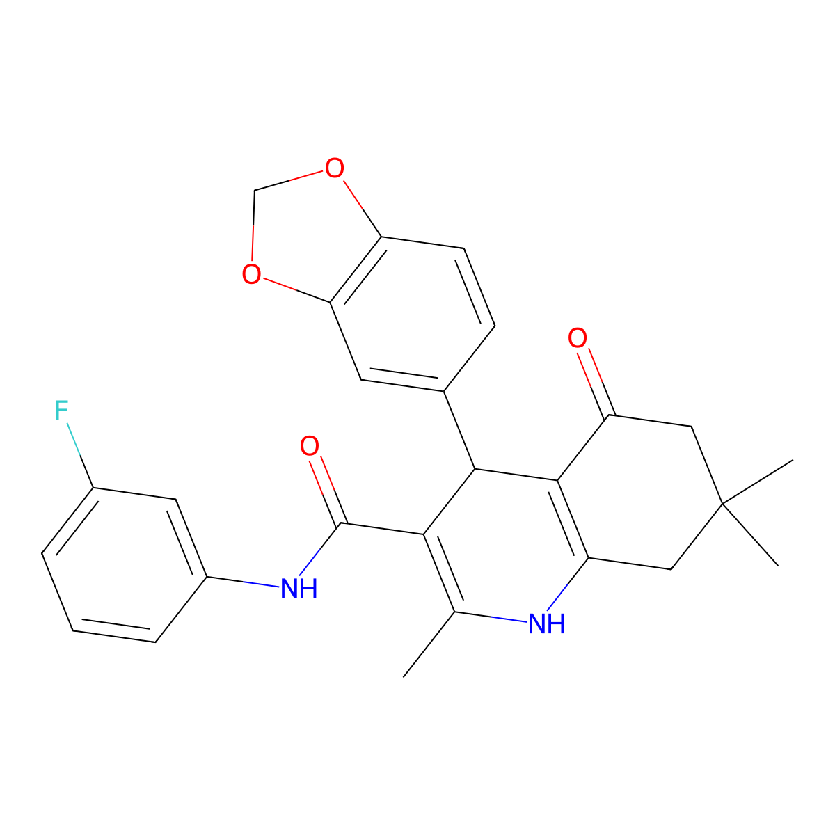 4-(1,3-Benzodioxol-5-YL)-N-(3-fluorophenyl)-2,7,7-trimethyl-5-oxo-1,4,5,6,7,8-hexahydro-3-quinolinecarboxamide molecular structure, CAS 421567-36-4