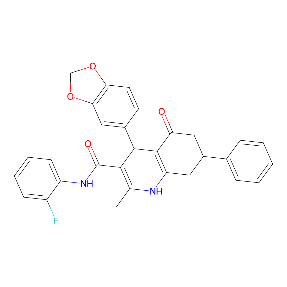 4-(1,3-benzodioxol-5-yl)-N-(2-fluorophenyl)-2-methyl-5-oxo-7-phenyl-4,6,7,8-tetrahydro-1H-quinoline-3-carboxamide molecular structure, CAS 421567-38-6