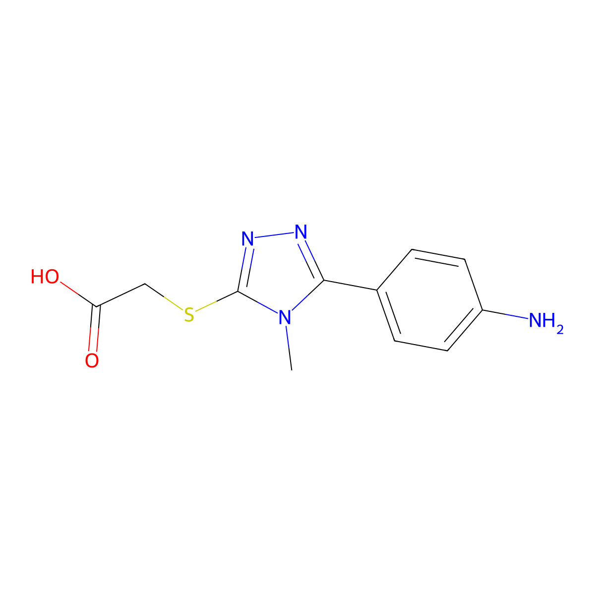 [5-(4-Amino-phenyl)-4-methyl-4H-[1,2,4]triazol-3-ylsulfanyl]-acetic acid molecular structure, CAS 421567-49-9