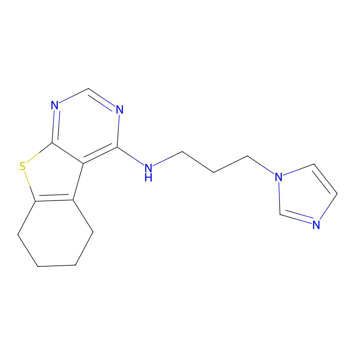 N-[3-(1H-imidazol-1-yl)propyl]-5,6,7,8-tetrahydro[1]benzothieno[2,3-d]pyrimidin-4-amine molecular structure, CAS 421569-61-1