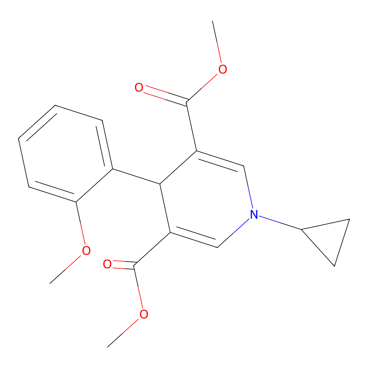 1-Cyclopropyl-4-(2-methoxy-phenyl)-1,4-dihydro-pyridine-3,5-dicarboxylic acid dimethyl ester molecular structure, CAS 421569-83-7