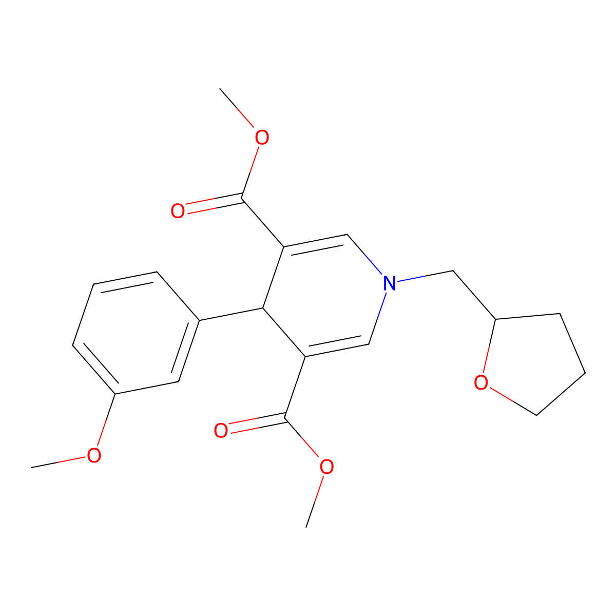 Dimethyl 4-(3-methoxyphenyl)-1-(tetrahydrofuran-2-ylmethyl)-1,4-dihydropyridine-3,5-dicarboxylate molecular structure, CAS 421569-87-1