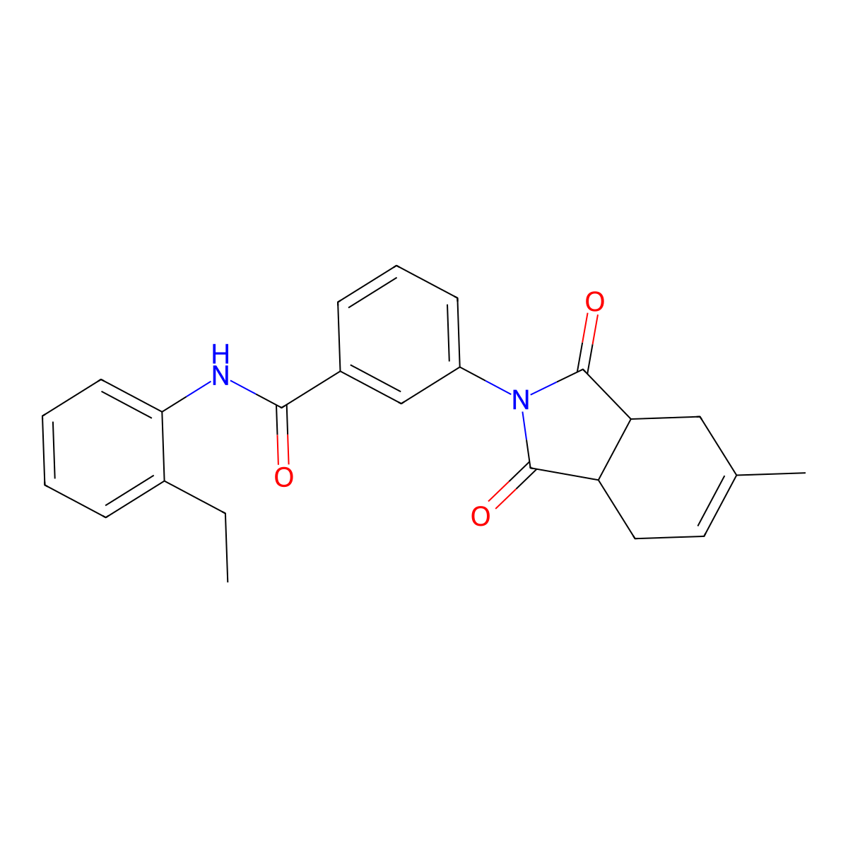 N-(2-ethylphenyl)-3-(5-methyl-1,3-dioxo-1,3,3a,4,7,7a-hexahydro-2H-isoindol-2-yl)benzamide molecular structure, CAS 421570-05-0
