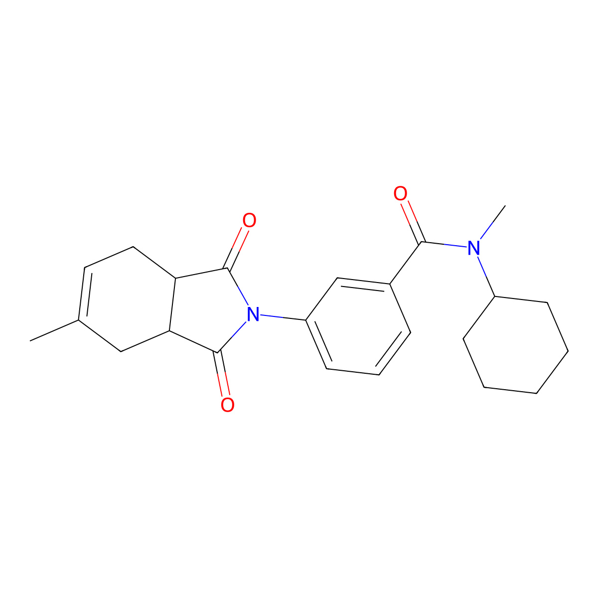 N-cyclohexyl-N-methyl-3-(5-methyl-1,3-dioxo-1,3,3a,4,7,7a-hexahydro-2H-isoindol-2-yl)benzamide molecular structure, CAS 421570-06-1
