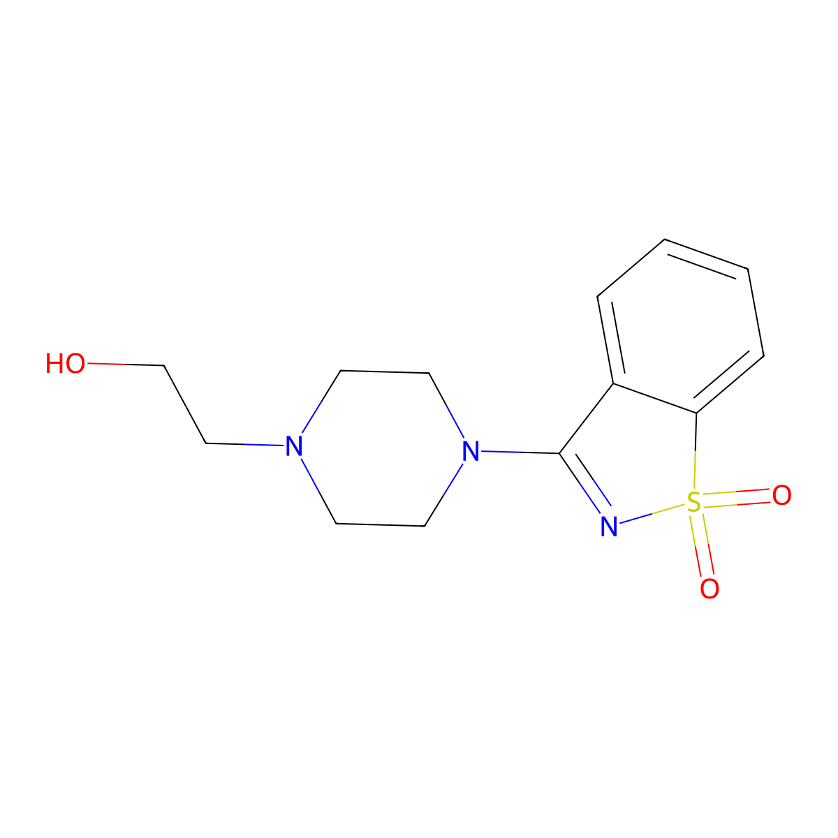 2-[4-(1,1-Dioxido-1,2-benzisothiazol-3-YL)piperazin-1-YL]ethanol molecular structure, CAS 421570-23-2