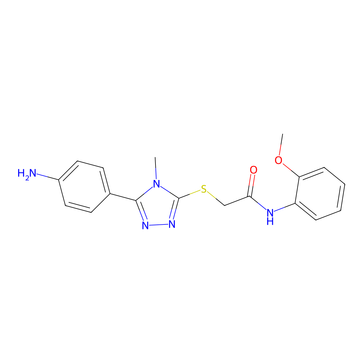 2-{[5-(4-aminophenyl)-4-methyl-4H-1,2,4-triazol-3-yl]sulfanyl}-N-(2-methoxyphenyl)acetamide molecular structure, CAS 421570-26-5