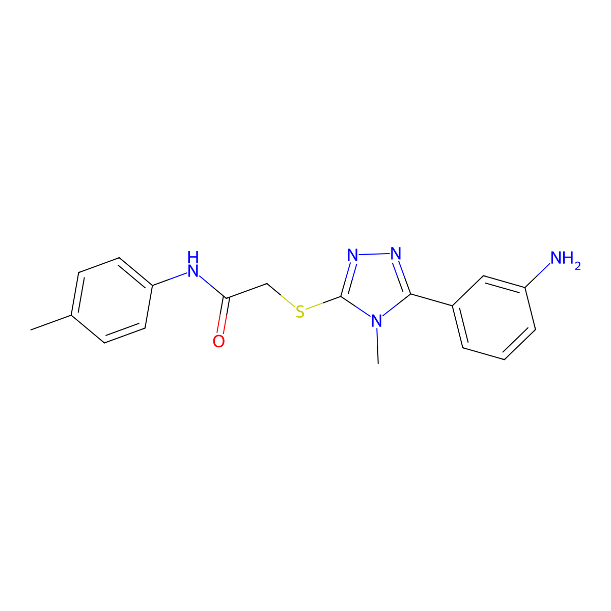 2-{[5-(3-aminophenyl)-4-methyl-4H-1,2,4-triazol-3-yl]sulfanyl}-N-(4-methylphenyl)acetamide molecular structure, CAS 421570-29-8