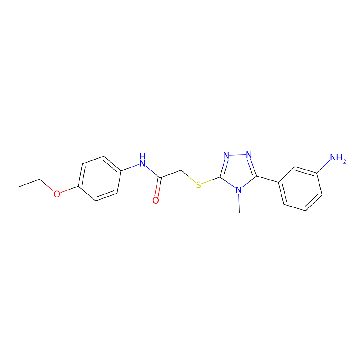 2-{[5-(3-aminophenyl)-4-methyl-4H-1,2,4-triazol-3-yl]sulfanyl}-N-(4-ethoxyphenyl)acetamide molecular structure, CAS 421570-32-3