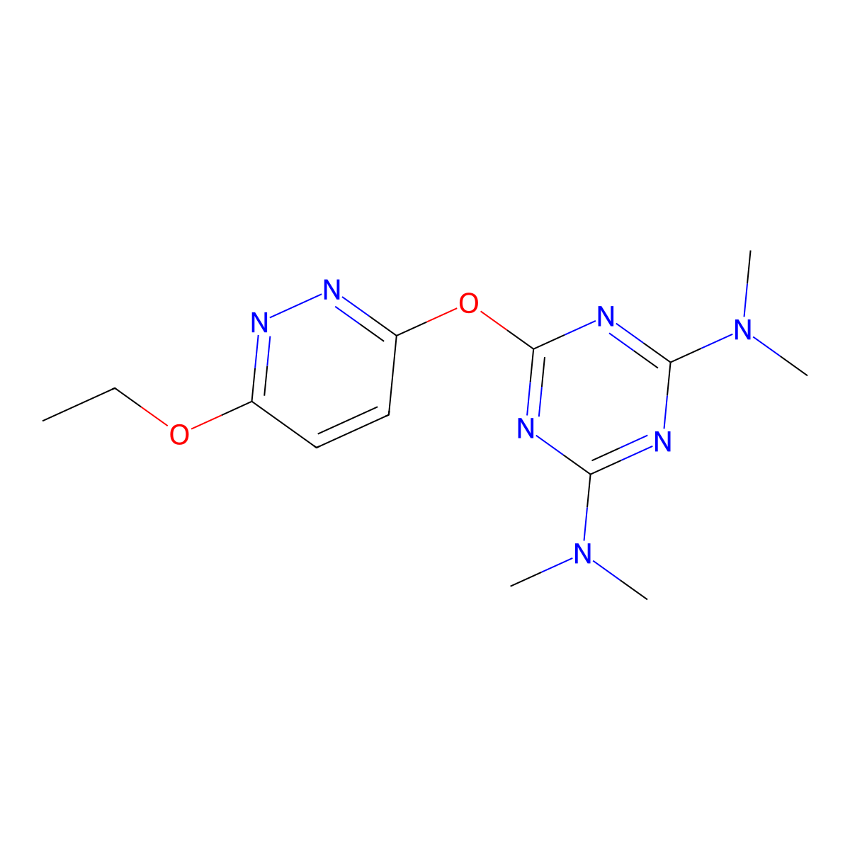 6-(6-ethoxypyridazin-3-yl)oxy-2-N,2-N,4-N,4-N-tetramethyl-1,3,5-triazine-2,4-diamine molecular structure, CAS 421570-42-5