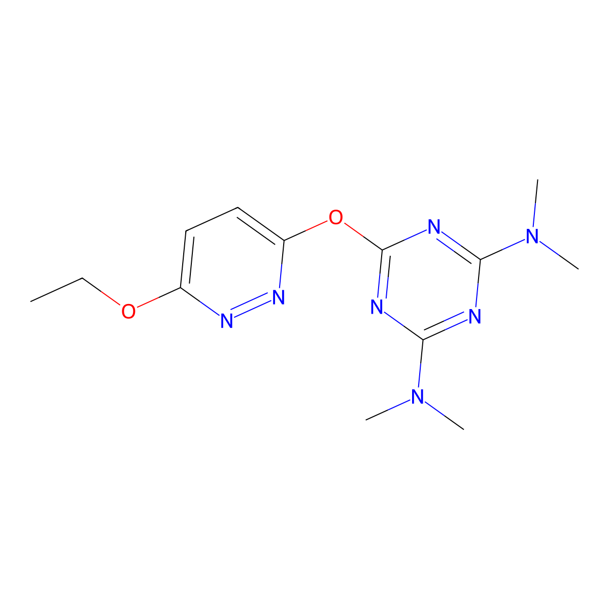 6-(6-ethoxypyridazin-3-yl)oxy-2-N,2-N,4-N,4-N-tetramethyl-1,3,5-triazine-2,4-diamine molecular structure, CAS 421570-42-5