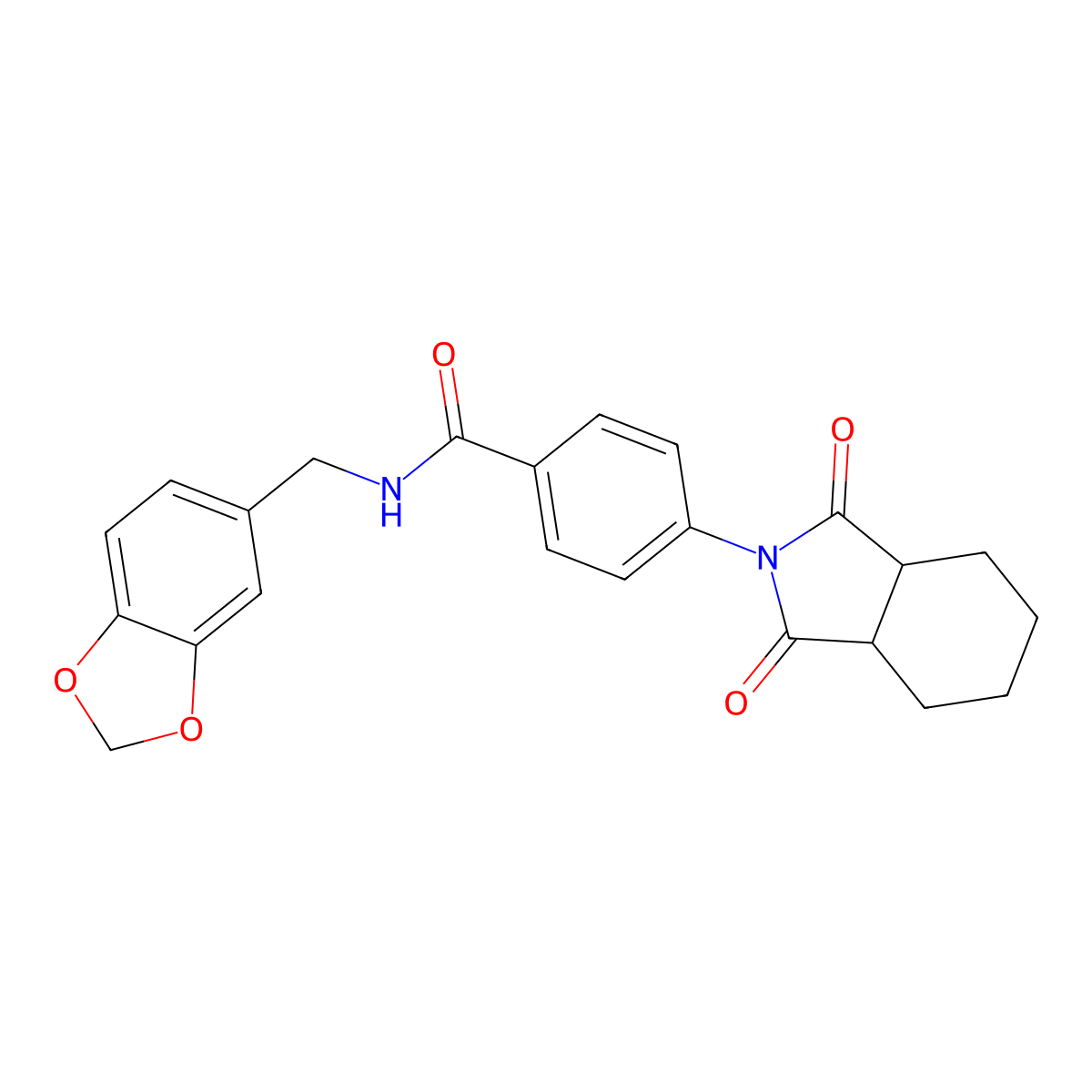 N-(1,3-benzodioxol-5-ylmethyl)-4-(1,3-dioxooctahydro-2H-isoindol-2-yl)benzamide molecular structure, CAS 421570-68-5