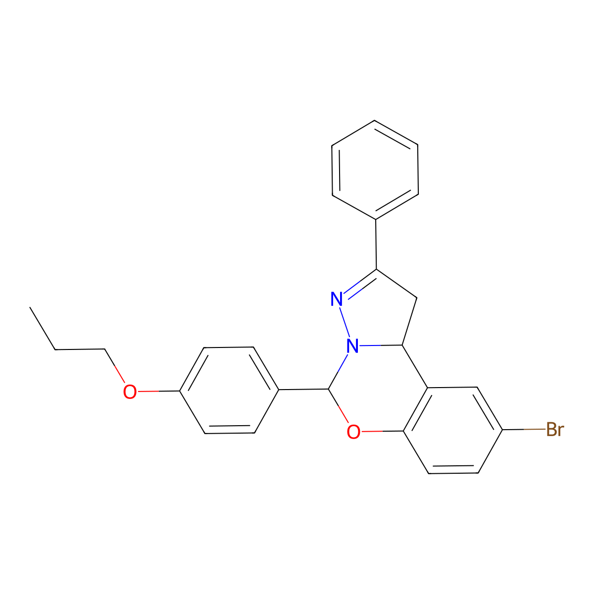 9-Bromo-2-phenyl-5-(4-propoxyphenyl)-1,10b-dihydropyrazolo[1,5-c][1,3]benzoxazine molecular structure, CAS 421570-83-4