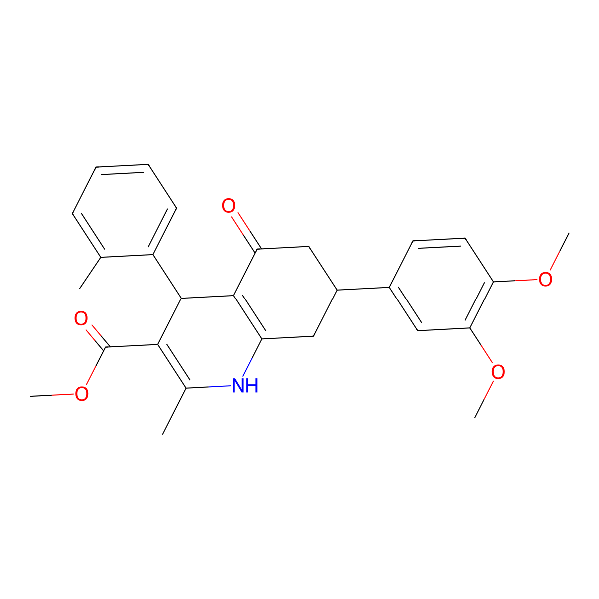 methyl 7-(3,4-dimethoxyphenyl)-2-methyl-4-(2-methylphenyl)-5-oxo-4,6,7,8-tetrahydro-1H-quinoline-3-carboxylate molecular structure, CAS 421572-54-5