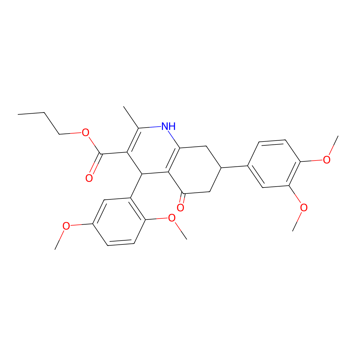 Propyl 4-(2,5-dimethoxyphenyl)-7-(3,4-dimethoxyphenyl)-2-methyl-5-oxo-1,4,5,6,7,8-hexahydro-3-quinolinecarboxylate molecular structure, CAS 421572-84-1