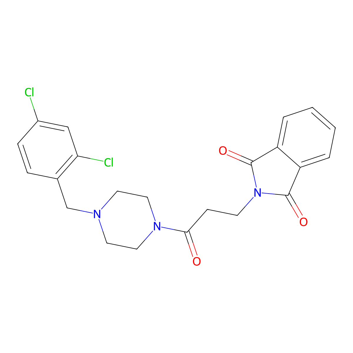 2-[3-[4-[(2,4-Dichlorophenyl)methyl]piperazin-1-yl]-3-oxopropyl]isoindole-1,3-dione molecular structure, CAS 421572-96-5