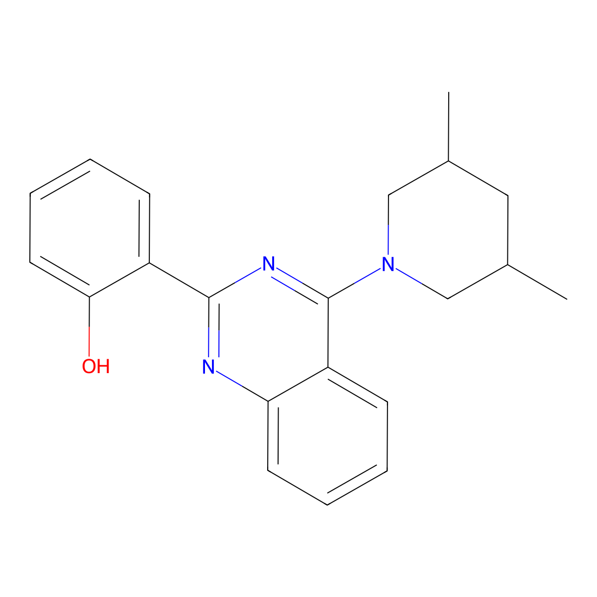2-(4-(3,5-Dimethylpiperidin-1-yl)quinazolin-2-yl)phenol molecular structure, CAS 421572-99-8
