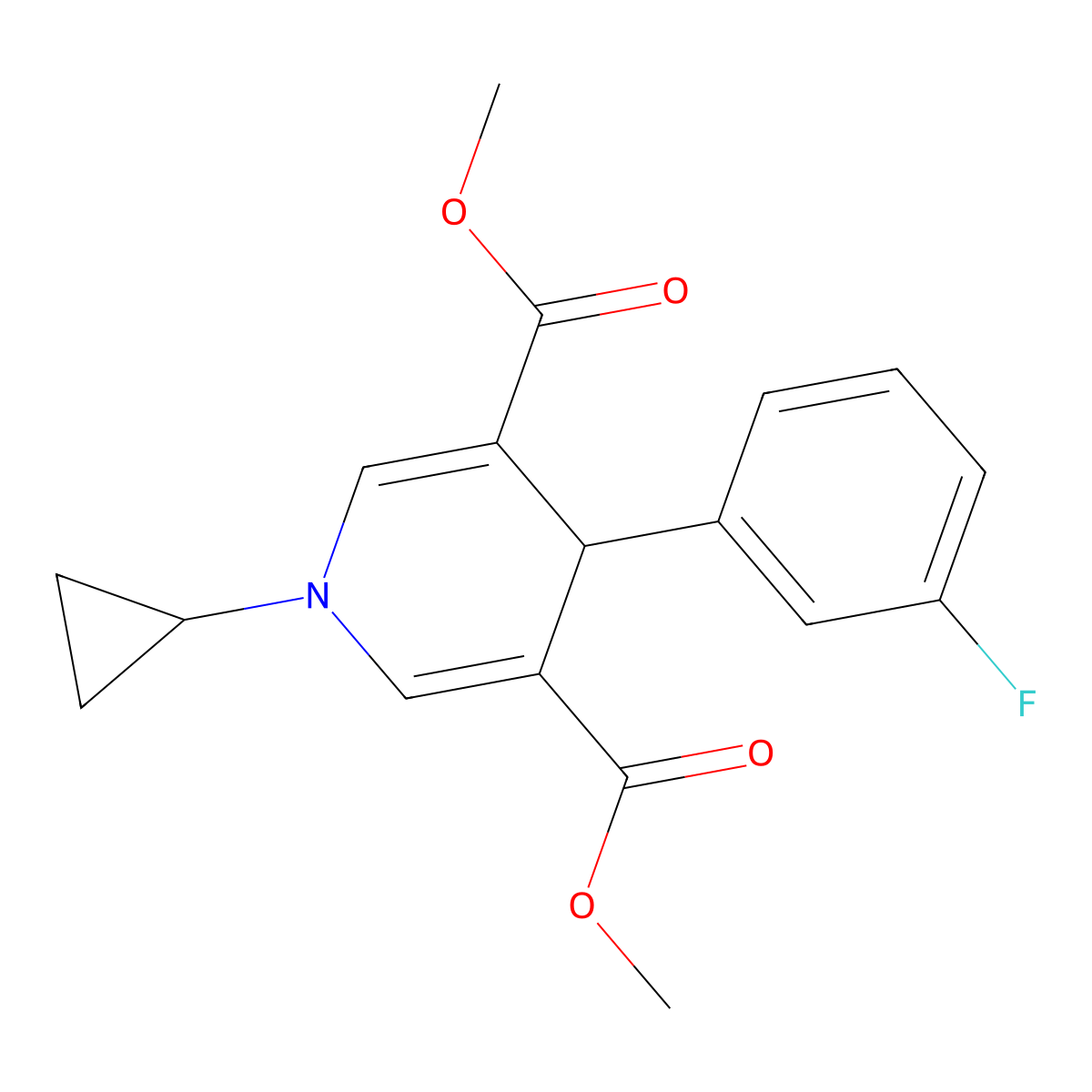 Dimethyl 1-cyclopropyl-4-(3-fluorophenyl)-1,4-dihydropyridine-3,5-dicarboxylate molecular structure, CAS 421574-10-9