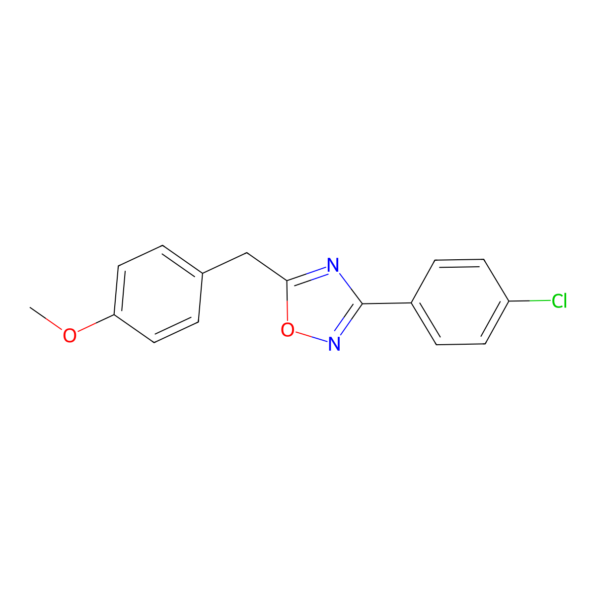 3-(4-Chlorophenyl)-5-[(4-methoxyphenyl)methyl]-1,2,4-oxadiazole molecular structure, CAS 421575-51-1