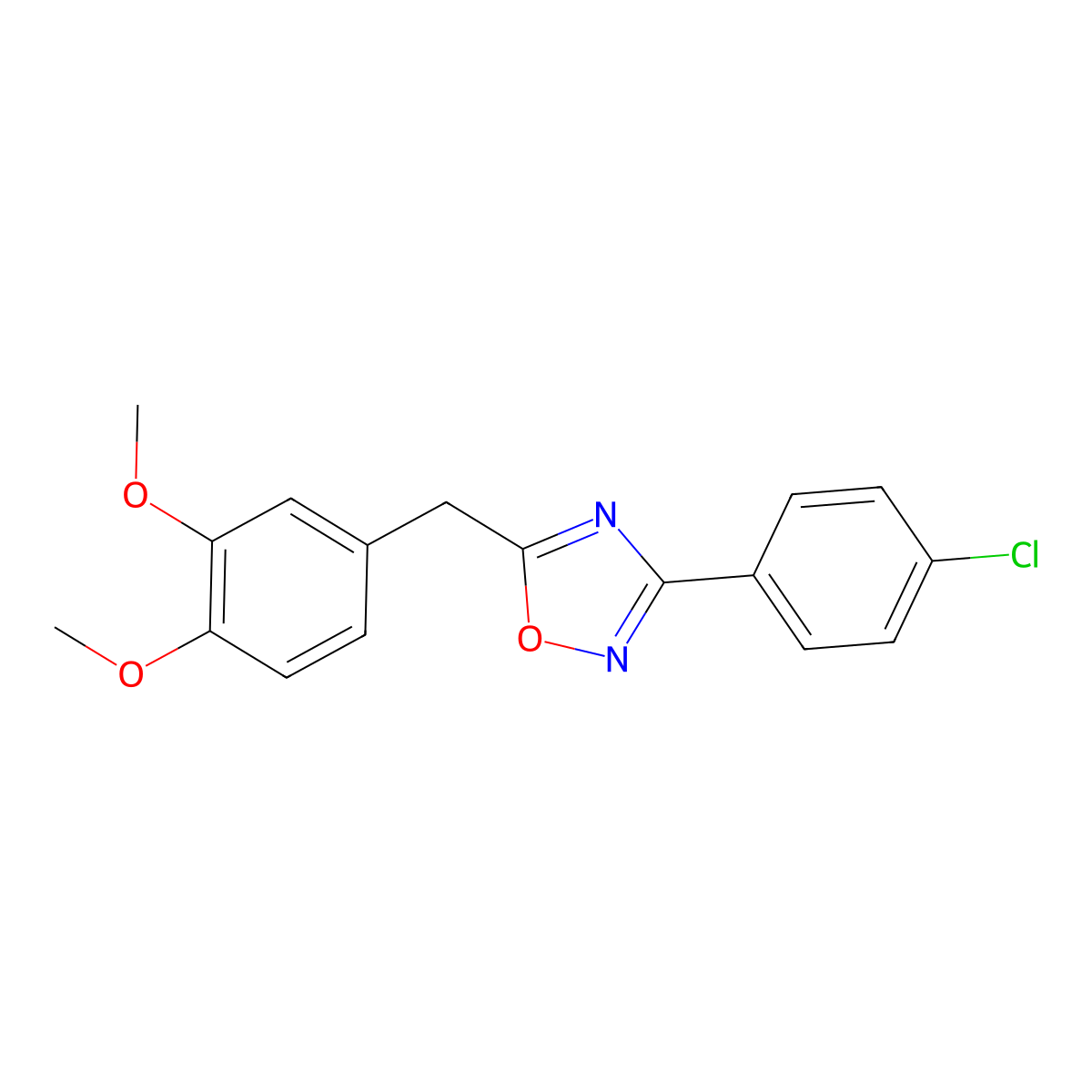 3-(4-Chlorophenyl)-5-[(3,4-dimethoxyphenyl)methyl]-1,2,4-oxadiazole molecular structure, CAS 421575-54-4