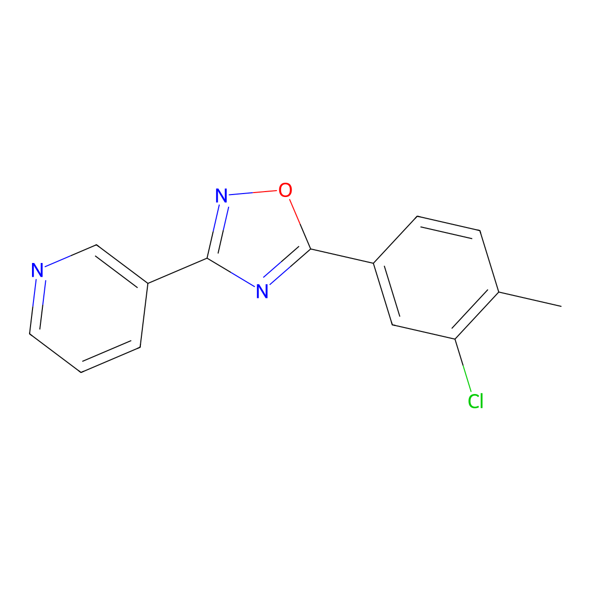 3-[5-(3-Chloro-4-methylphenyl)-1,2,4-oxadiazol-3-yl]pyridine molecular structure, CAS 421575-57-7