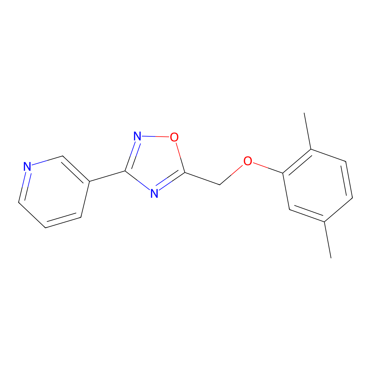 5-[(2,5-Dimethylphenoxy)methyl]-3-pyridin-3-yl-1,2,4-oxadiazole molecular structure, CAS 421575-59-9