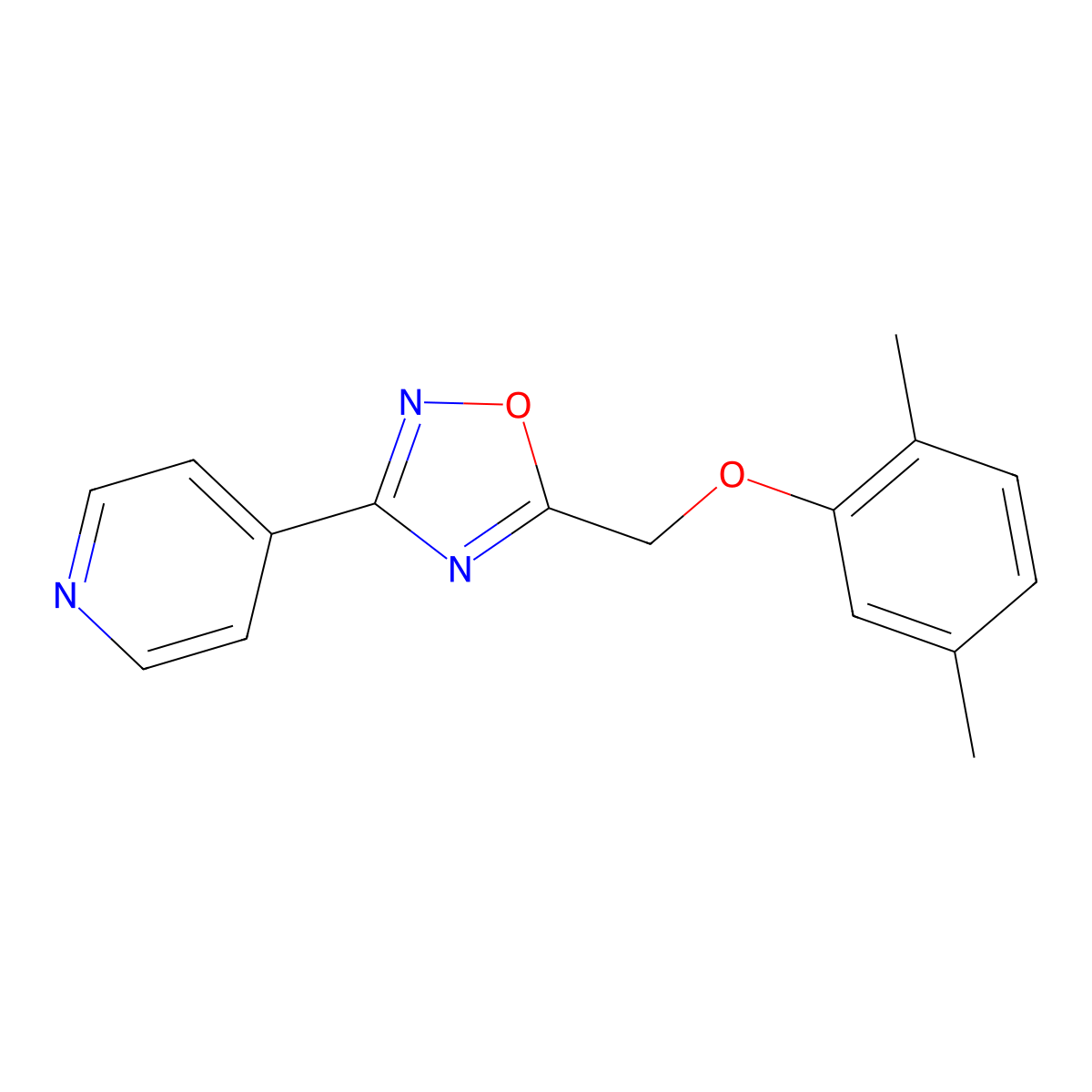 4-{5-[(2,5-Dimethylphenoxy)methyl]-1,2,4-oxadiazol-3-yl}pyridine molecular structure, CAS 421575-60-2