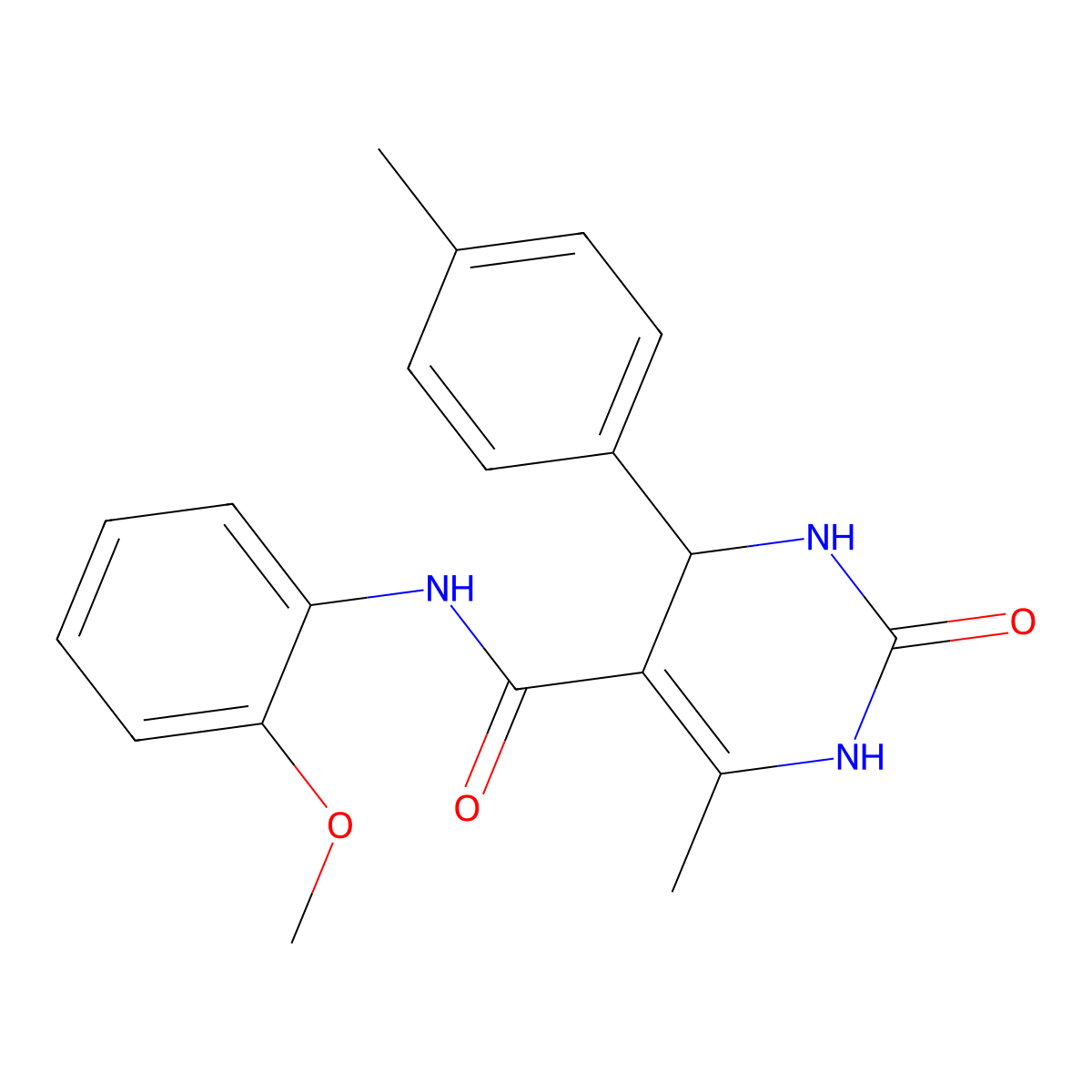 N-(2-methoxyphenyl)-6-methyl-2-oxo-4-(p-tolyl)-1,2,3,4-tetrahydropyrimidine-5-carboxamide molecular structure, CAS 421575-63-5