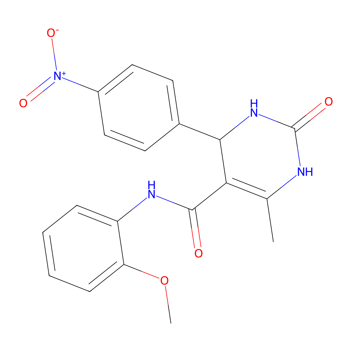 N-(2-methoxyphenyl)-6-methyl-4-(4-nitrophenyl)-2-oxo-1,2,3,4-tetrahydropyrimidine-5-carboxamide molecular structure, CAS 421575-65-7