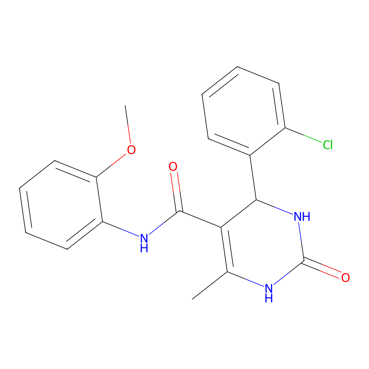 4-(2-chlorophenyl)-N-(2-methoxyphenyl)-6-methyl-2-oxo-1,2,3,4-tetrahydropyrimidine-5-carboxamide molecular structure, CAS 421575-68-0