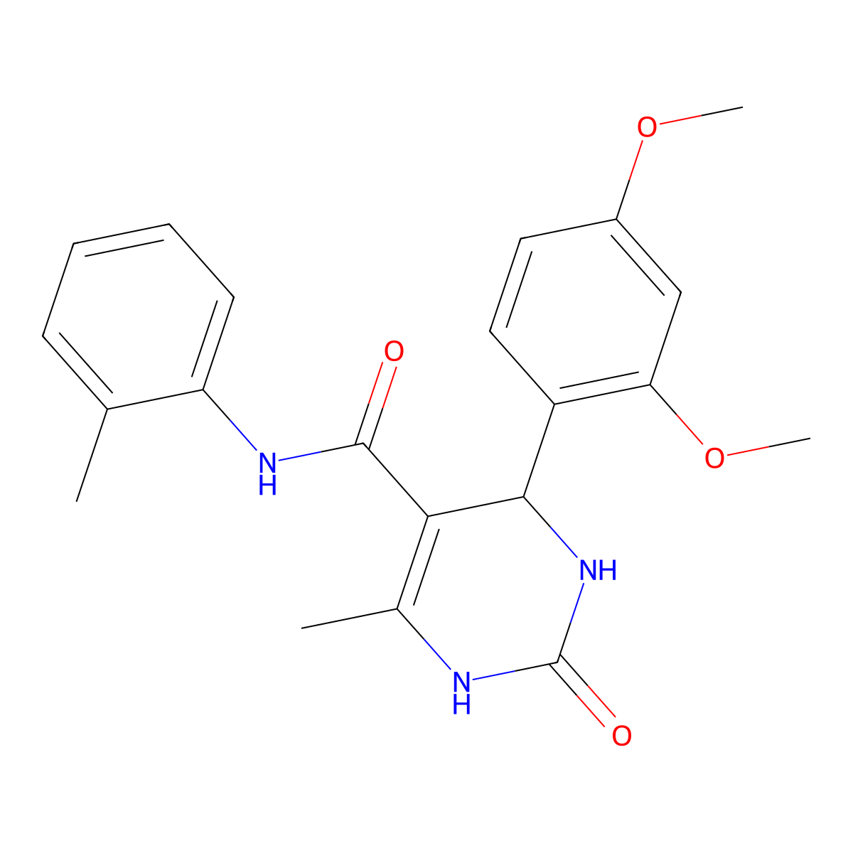4-(2,4-dimethoxyphenyl)-6-methyl-N-(2-methylphenyl)-2-oxo-1,2,3,4-tetrahydropyrimidine-5-carboxamide molecular structure, CAS 421575-71-5