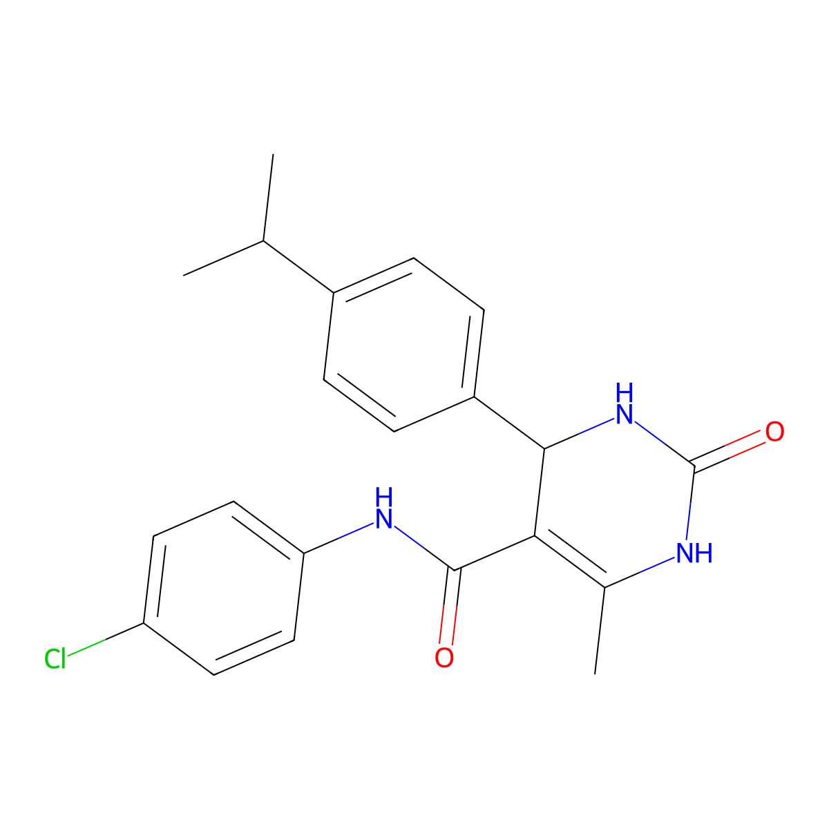 N-(4-chlorophenyl)-4-(4-isopropylphenyl)-6-methyl-2-oxo-1,2,3,4-tetrahydropyrimidine-5-carboxamide molecular structure, CAS 421575-84-0