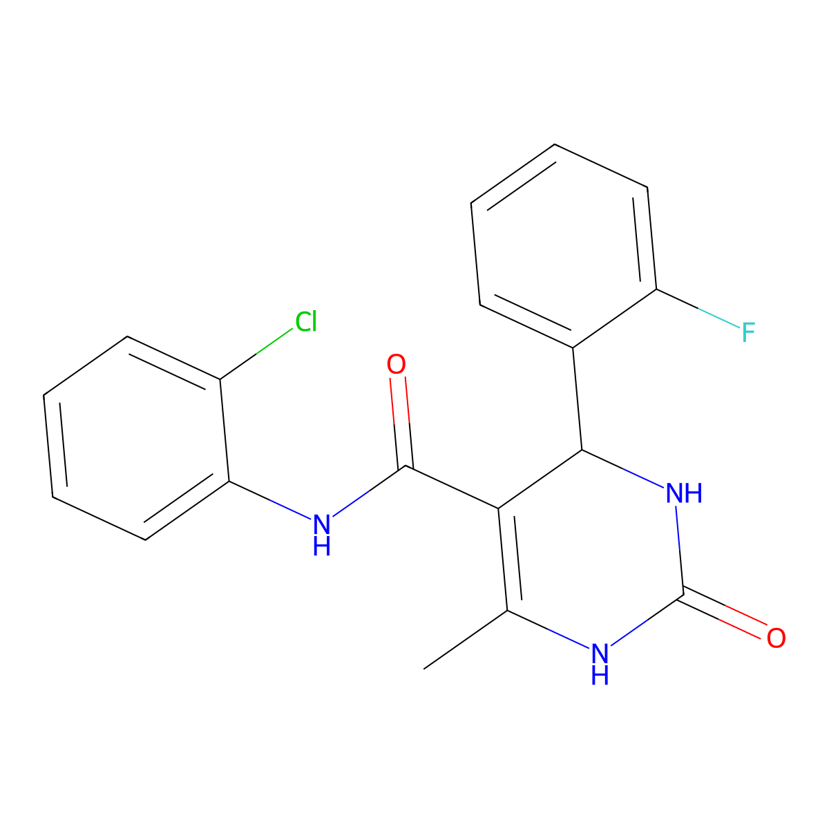 N-(2-chlorophenyl)-4-(2-fluorophenyl)-6-methyl-2-oxo-1,2,3,4-tetrahydropyrimidine-5-carboxamide molecular structure, CAS 421575-92-0