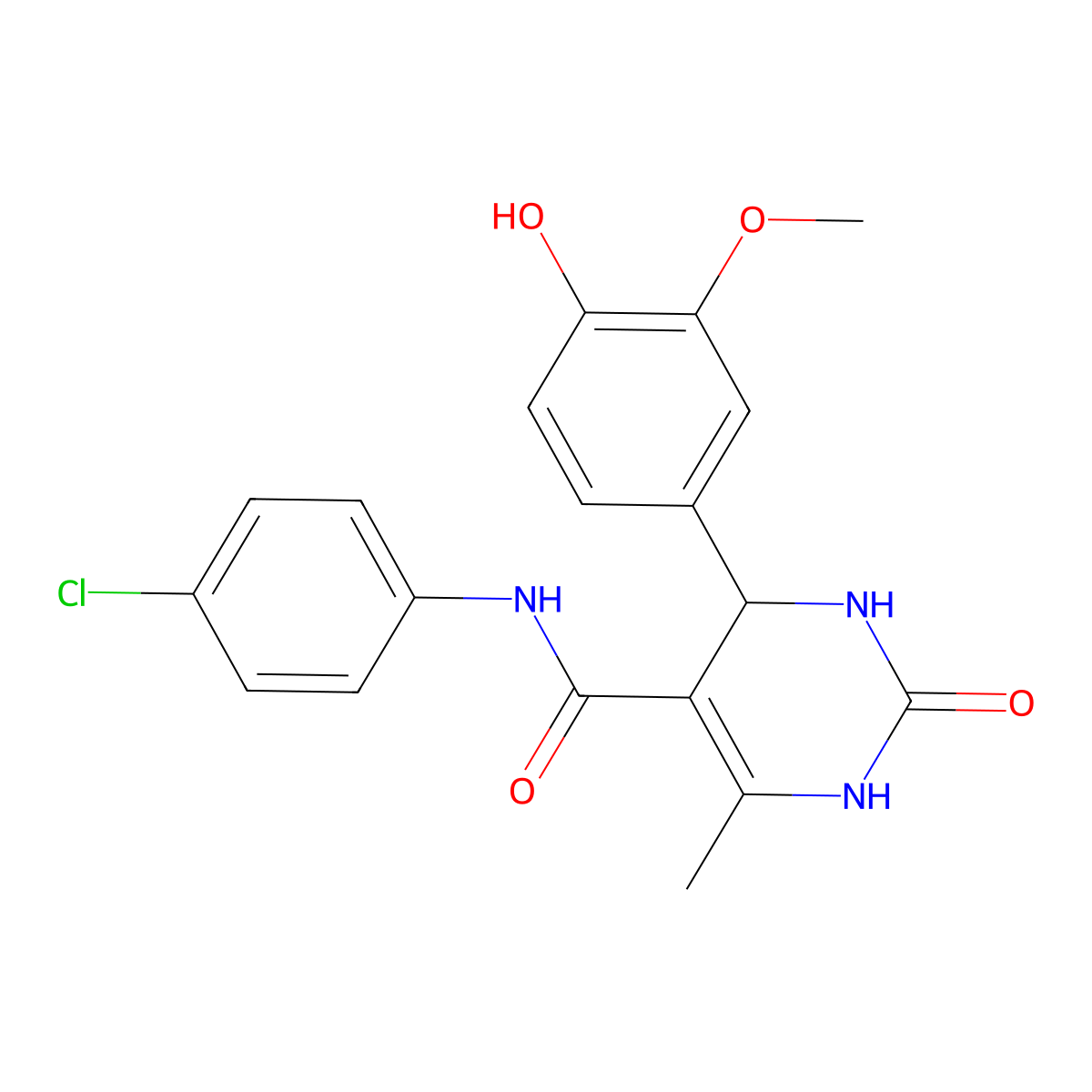 N-(4-chlorophenyl)-4-(4-hydroxy-3-methoxyphenyl)-6-methyl-2-oxo-1,2,3,4-tetrahydropyrimidine-5-carboxamide molecular structure, CAS 421575-93-1