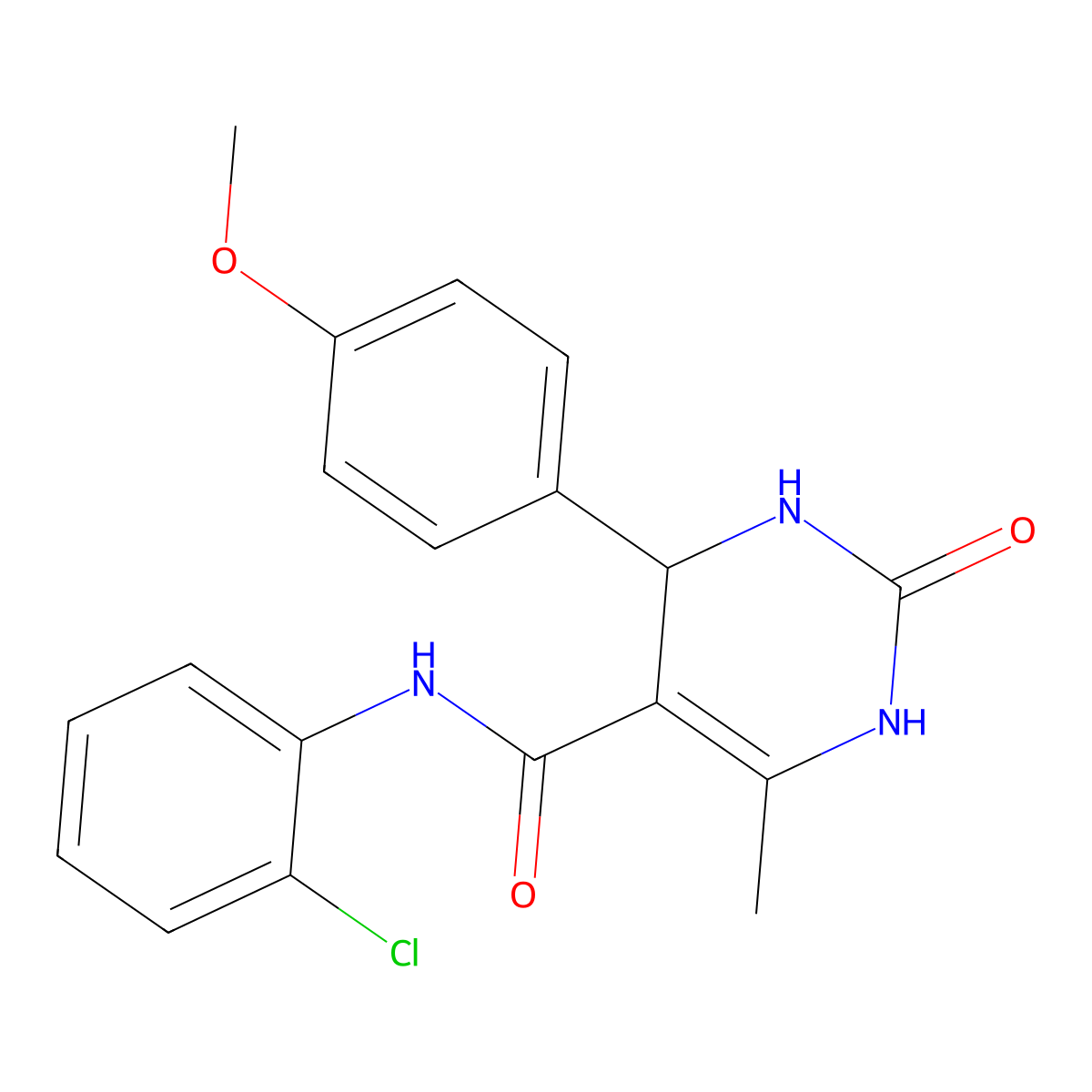 N-(2-chlorophenyl)-4-(4-methoxyphenyl)-6-methyl-2-oxo-1,2,3,4-tetrahydropyrimidine-5-carboxamide molecular structure, CAS 421575-94-2